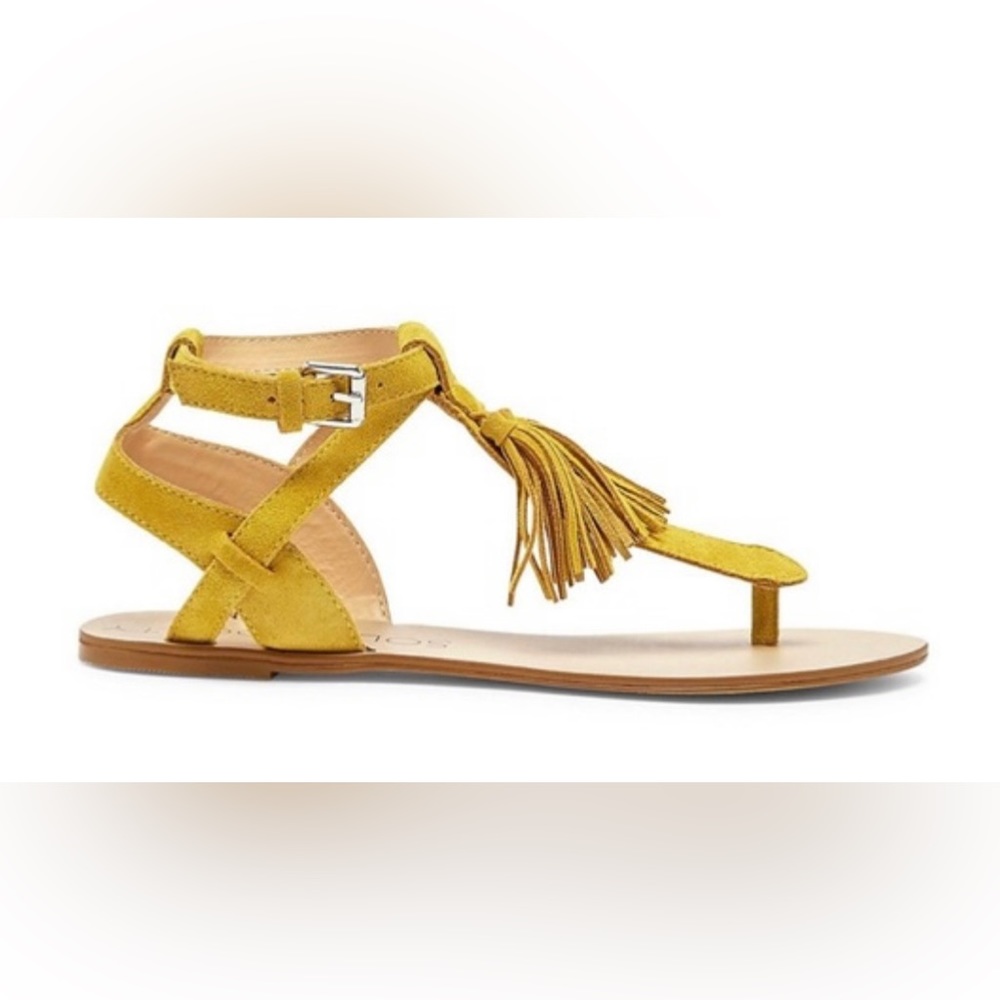 NWT *SOLE SOCIETY* Suede *PANDORA* Fringe/Tassel Sandals…*SUNFLOWER*…Size: 8.5 M